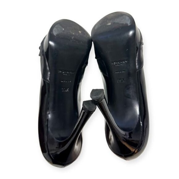 Yves Saint Laurent Palais 105 Peep Toe Pumps in Black Patent/ Leather, Size 39.5 - Picture 9 of 16